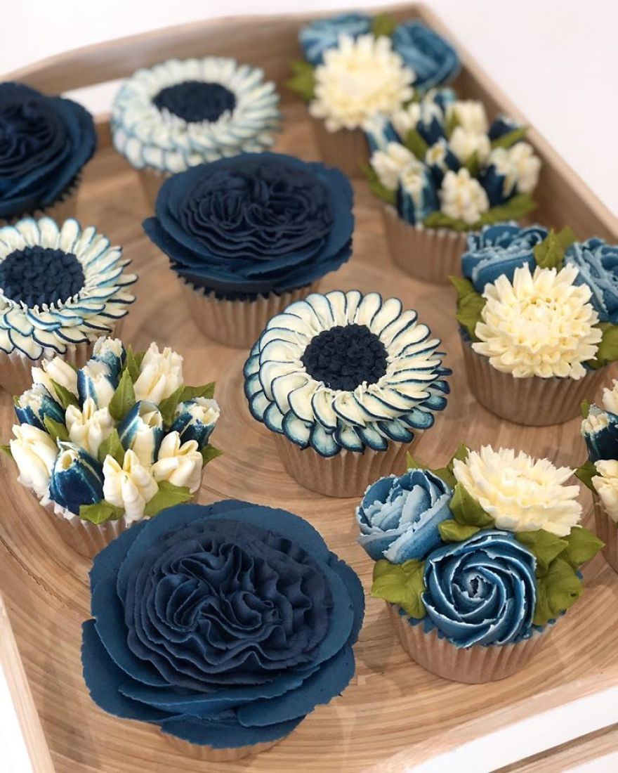 Dường như không có loại hoa nào có thể làm khó bà mẹ 5 con để tạo ra những chiếc bánh cupcake tương tự như vậy.