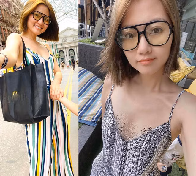 Phong cách đời thường phóng khoáng của Ngọc Lan với váy 2 dây, không mặc nội y.