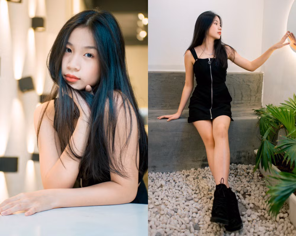 Vy Uyên phối chiếc váy đen cực chất cùng đồi giày ton sur ton.