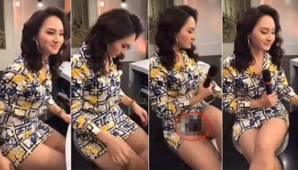 Bảo Thanh cũng từng vướng phải những sự cố lộ hàng hớ hênh vì diện trang phục quá ngắn thế này. Chiếc váy bó sát khiến nữ diễn viên lộ điểm nhạy cảm khi cố gắng thay đổi tư thế ngồi.