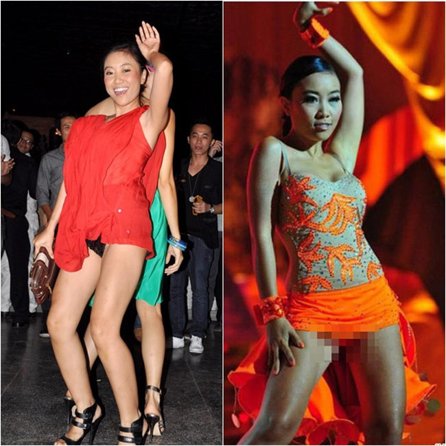 Đoan Trang cũng từng khiến dân mạng lên án vì những hình ảnh phản cảm, nhức mắt. Diện váy ngắn và không mặc đồ bảo hộ khiến cô nàng để lộ gần hết vùng nhạy cảm trước hàng trăm ánh mắt.