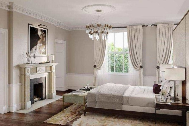 Nội thất biệt thự được thiết kế theo phong cách hiện đại và tinh tế với tông màu chủ đạo xám và trắng.