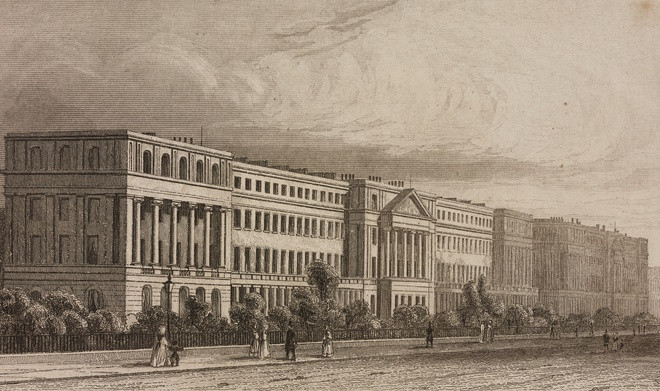 Sau khi bị thiệt hại một phần trong Thế chiến thứ hai, nơi đây từng là văn phòng của chính phủ Anh, sau đó thành ký túc xá sinh viên.