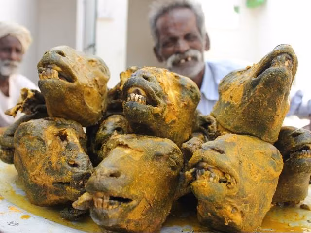 Đầu cừu nướng: Nghe thì không có gì là kinh dị nhưng đến khi nhìn món ăn này lên đĩa thì bạn khó lòng mà chấp nhận nổi. Đầu cừu sẽ để nguyên dạng như thế rồi mang đi tẩm ướp da vị sau đó đưa đi nướng cho cháy.