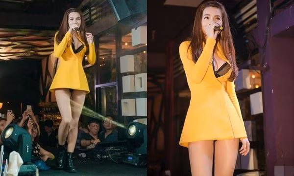 Diện vest ngắn cũn cỡn lại không có quần bảo hộ bên trong, Hồ Ngọc Hà khiến fan đỏ mặt khi biểu diễn tại quán bar.