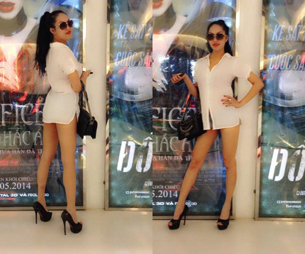 Phi Thanh Vân khoe được đôi chân dài nhưng lại tạo cảm giác phản cảm cho người đối diện.