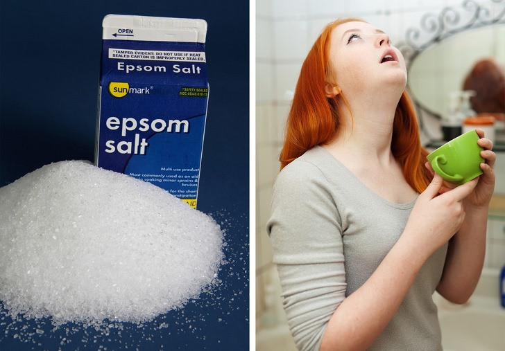 3. Muối Epsom: Chỉ cần lấy phần nước và phần muối Epsom bằng nhau rồi trộn đều. Khuấy cho đến khi muối tan hoàn toàn vào nước. Thoa hỗn hợp này lên bàn chải đánh răng rồi chà qua lại trên mặt răng. Bạn cũng có thể dùng hỗn hợp này để súc miệng và sau đó tráng miệng lại bằng nước sạch. Muối có tác dụng làm mềm và tẩy các vết ố giúp răng trở nên trắng sáng.