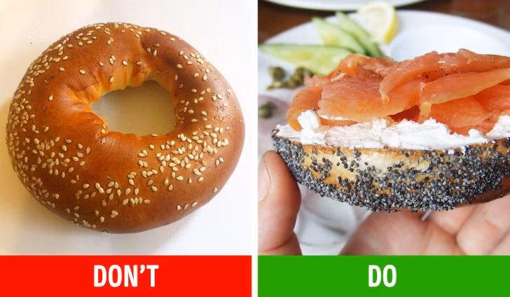 Bánh mì vòng là món ăn chống đói tiện lợi nhưng về mặt dinh dưỡng chúng lại không chứa chất xơ hay bất kỳ nhóm chất nào tốt cho sức khỏe. Thậm chí, tinh bột, đường... trong các loại bánh này còn tác động xấu đến đường huyết, cân nặng. Hãy ưu tiên tinh bột tốt từ khoai lang, gạo lứt, bánh mỳ đen... và ăn kèm thực phẩm giàu protein để sớm no bụng với một lượng thức ăn nhỏ. Ảnh: BS. Mời độc giả theo dõi video "Chế biến món ngon từ nấm đông cô". Nguồn: VTC.