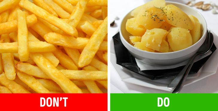 Khoai tây chiên: Món ăn vặt này chứa nhiều chất béo xấu, muối, ảnh hưởng đến hormone làm nhiệm vụ phát ra tín hiệu no cho cơ thể. Tương cà ăn kèm cùng khoai tây chiên cũng chứa hàm lượng cao đường fructose, các chất điều vị... làm bạn thấy ngon miệng mà quên đi cảm giác no. Nếu đang đặt mục tiêu giảm cân, bạn nên thay thế bằng khoai tây luộc, nhanh no bụng và không bị tăng thêm calo từ gia vị, dầu mỡ.