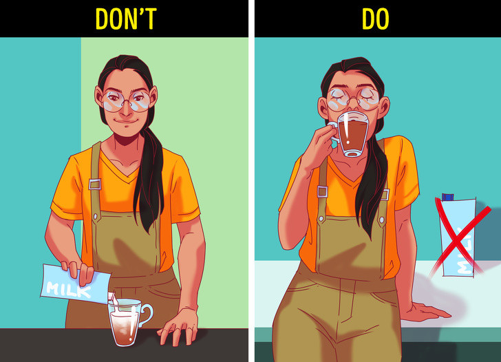 Đừng uống trà với sữa: Một số người trong chúng ta thích uống trà với sữa để giảm cảm giác thèm ăn vào ban đêm, nhưng theo khoa học, đây không phải là một ý tưởng tốt. Các nhà nghiên cứu nói rằng trà chứa hàm lượng hợp chất cao giúp giảm béo. Protein trong sữa bò bò loại bỏ khả năng chống béo này trong trà. Vì vậy, chúng ta không nên kết hợp hai thực phẩm này với nhau.