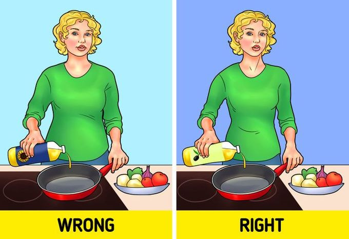 Hạn chế dùng dầu hướng dương: Dầu hướng dương có chứa axit béo omega 6, tốt cho sức khoẻ nhưng có thể gây tăng cân nếu sử dụng quá nhiều . Chuyên gia dinh dưỡng khuyên bạn nên dùng dầu ô liu thay cho dầu hướng dương. Ảnh: BS.