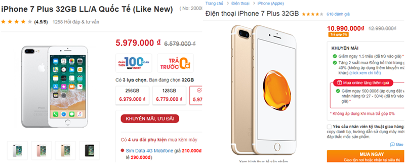 Iphone 7 Plus bat ngo giam gia 