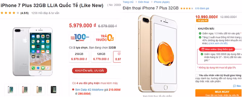 Iphone 7 Plus bat ngo giam gia 