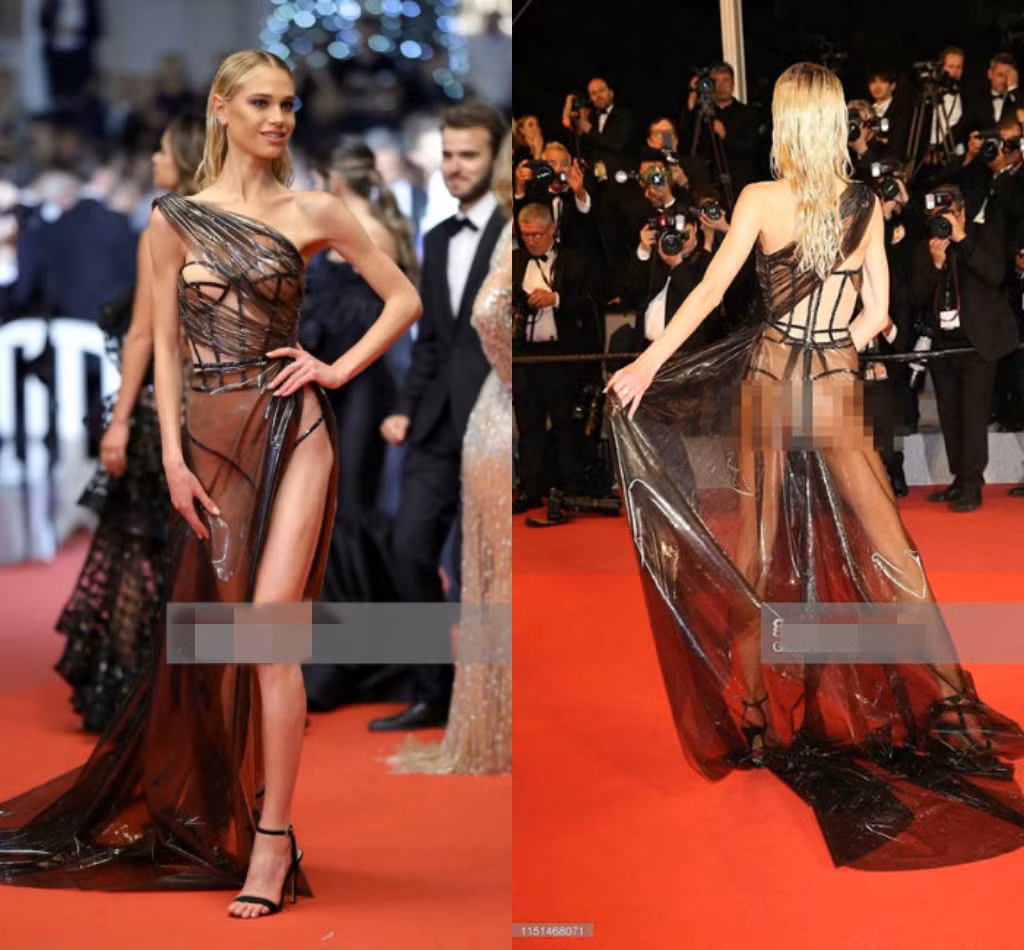 Người mẫu Meredith Mickelso cũng để lộ vòng 3 trong chiếc đầm xuyên thấu "mặc như không".