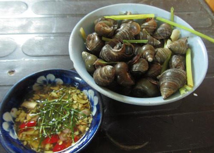 Ốc luộc: Là món ăn dân dã và có cách chế biến đơn giản, ốc luộc trở thành món quà vặt được hầu hết người Hà Nội ưa thích khi tiết trời vào thu. Ốc luộc cùng sả tạo mùi thơm hấp dẫn. Nước chấm ốc là nước mắm chua ngọt, gồm đường, chanh, tỏi, ớt, gừng, sả, rau mùi.