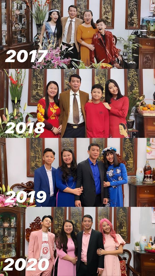 Hot girl Hà thành còn chia sẻ ảnh chụp gia đình qua các năm. Theo thông lệ, mỗi năm vào ngày mùng Một Tết, cả gia đình Quỳnh Anh Shyn đều quây quần bên nhau và lưu giữ khoảnh khắc đẹp. Quỳnh Anh và mẹ thường chọn áo dài là trang phục vào ngày này. 