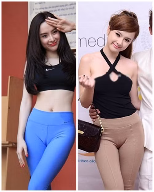 Angela Phương Trinh hồn nhiên tạo dáng mà không để ý đến chiếc quần ôm sát mỏng tanh đang đẩy cô nàng rơi vào tình huống "đỏ mặt".