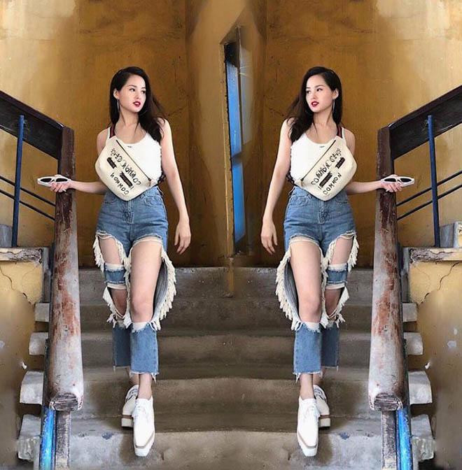 Tâm Tít cũng từng gây chú ý khi mặc jeans rách ra phố.