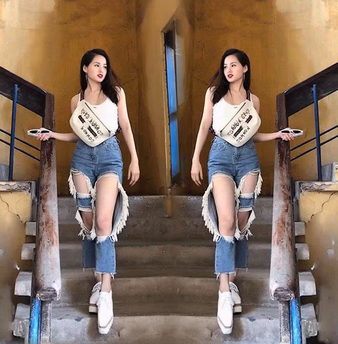 Tâm Tít cũng từng gây chú ý khi mặc jeans rách ra phố.