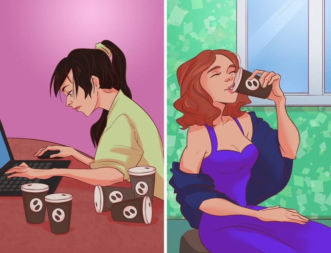 Uống cà phê gần giờ ngủ dẫn đến khó vào giấc, ngủ không ngon. Ngoài cà phê, chocolate, cacao, nước tăng lực cùng một số loại trà cũng chứa caffeine. Tốt nhất, bạn chỉ nên tiêu thụ những thức uống này vào buổi sáng và với liều lượng vừa phải.