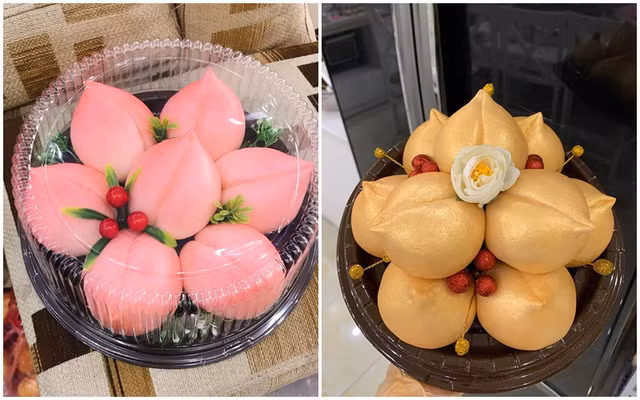 Bánh bao trái đào tiên có hai loại: loại handmade do các bếp bánh tự làm và bánh bao (loại hơi dài giống hình lá sen) phần lớn là hàng nhập từ Trung Quốc. Vỏ bánh bao đào tiên của Trung Quốc cũng mềm, có vị ngọt nhẹ, nhân bên trong thường là nhân đỗ xanh, sen nhuyễn. Hạn sử dụng 9 tháng nếu bảo quản ở ngăn đá tủ lạnh, còn bảo quản ngăn mát thì chỉ được được 1 tháng. Ảnh: FB, Internet. Mời độc giả theo dõi video "Chế biến món ngon từ nấm đông cô". Nguồn: VTC.