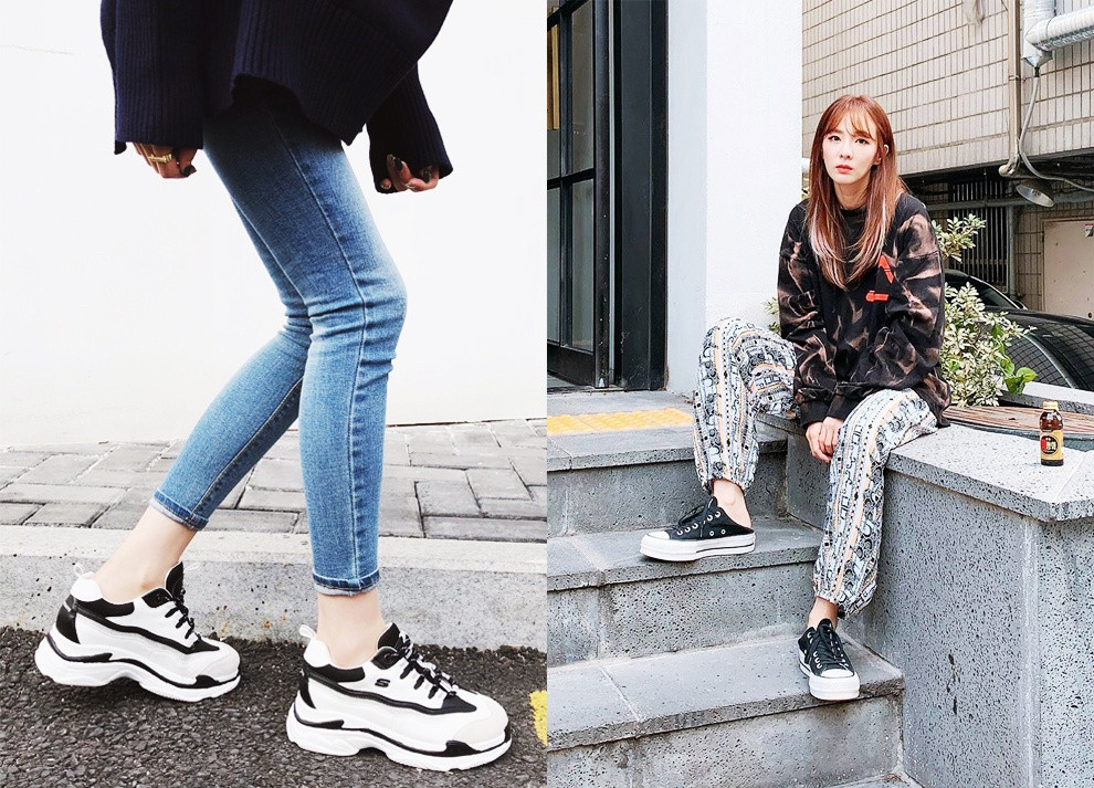 Mang đậm tinh thần unisex, sneakers cổ thấp phù hợp cho cả nam lẫn nữ ở mọi độ tuổi. Đây là mẫu giày không bao giờ lỗi mốt, trái lại còn ngày càng độc đáo và sáng tạo với sự đa dạng về màu sắc, họa tiết thân giày, hình dáng đế giày... Ảnh: clubfactory, @daraxxi.