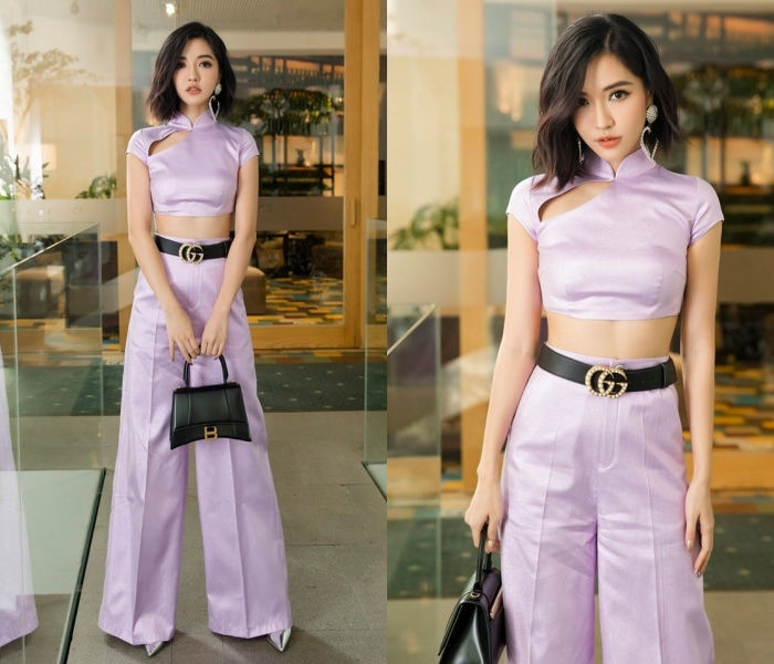 Bích Phương diện cả cây đồ tím không những không sến sẩm mà còn sang chảnh hết nấc.