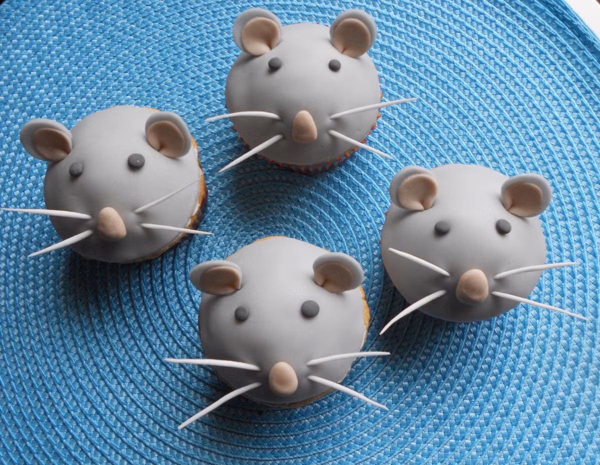 Ngoài bánh kem, bạn có thể chọn loại bánh cupcake hình chuột cũng dễ thương.