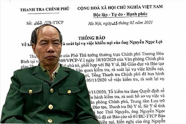 Thanh tra Chính phủ kiến nghị khôi phục và bàn giao cho ông Lợi giấy tờ, tài liệu, hồ sơ liên quan để ông thực hiện thủ tục hưởng chế độ chính sách theo quy định. Đồng thời đề nghị bộ, ngành, đơn vị liên quan tổ chức kiểm điểm và kỷ luật đối với một số cá nhân tại Bộ Y tế, Bộ Giáo dục và Đào tạo, UBND tỉnh Phú Thọ, Sở Y tế tỉnh Phú Thọ và Đại học Y Dược - Đại học Thái Nguyên qua các thời kỳ trong giai đoạn 1983-2020. 