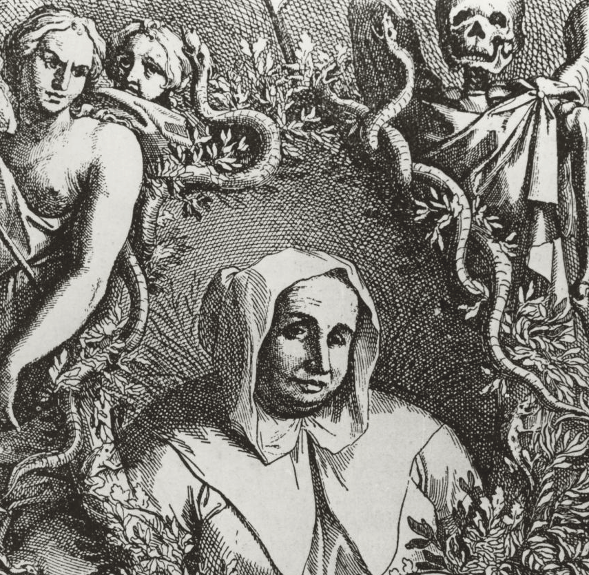 6. La Voisin (Catherine Monvoisin): La Voisin, một nhân vật nổi bật trong vụ bê bối "Affair of the Poisons" tại Pháp thế kỷ 17, là một nhà giả kim và phù thủy. Bà bị buộc tội tổ chức các buổi lễ đen và bán thuốc độc cho giới quý tộc Pháp. La Voisin bị bắt và thiêu sống vào năm 1680, sau khi thú nhận đã tham gia vào nhiều vụ giết người và các nghi lễ ma quái. (Ảnh: Deviant Women)