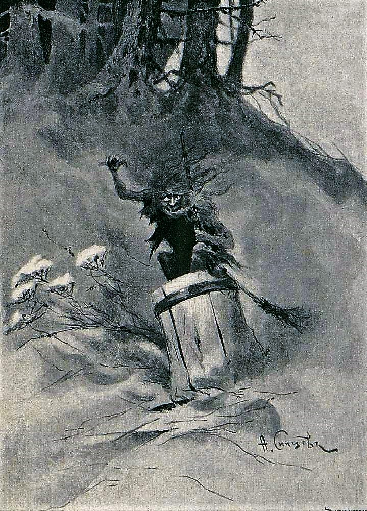 3. Baba Yaga: Baba Yaga là một phù thủy trong văn hóa dân gian Slavic, nổi tiếng với hình ảnh cưỡi chổi và sống trong một ngôi nhà biết đi. Bà thường được mô tả là một nhân vật hai mặt: vừa là kẻ gian ác, vừa là người chỉ dẫn. Baba Yaga xuất hiện trong nhiều câu chuyện dân gian, nơi bà thử thách và giúp đỡ những người anh hùng. (Ảnh: Wikipedia)