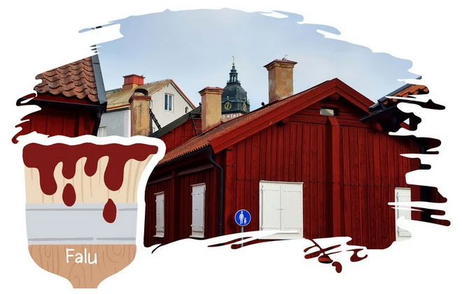 8. Falu – Màu đỏ Thụy Điển: Màu đỏ thẫm từ loại đồng ở Falun, được sử dụng từ thế kỷ 16, thường sơn lên nhà gỗ ở Thụy Điển.