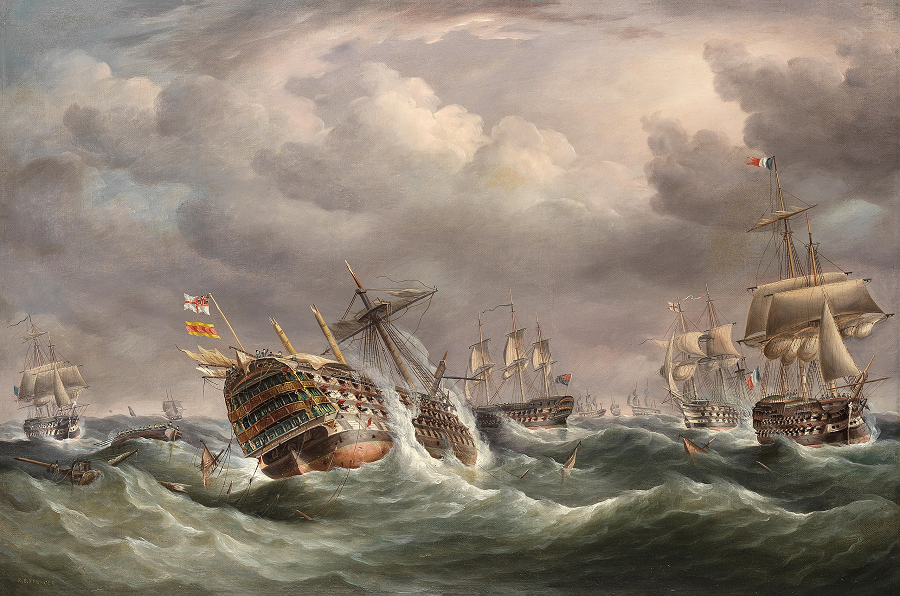 Tham gia trận đánh ở mũi St Vincent và sau đó trong trận Trafalgar, tuy nhiên tàu bị đắm trong trận Trafalgar sau khi bị tấn công bởi hạm đội Anh.