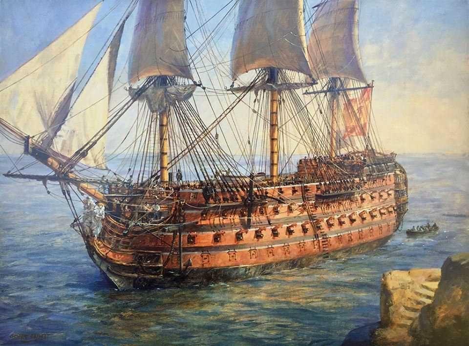 3. Santisima Trinidad: Hạ thủy vào năm 1769, Santisima Trinidad là chiến hạm lớn nhất và mạnh nhất thời bấy giờ, thuộc Hải quân Tây Ban Nha.