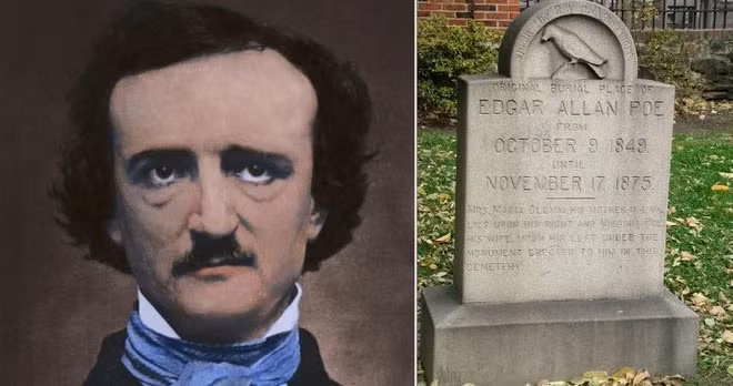 1. Edgar Allan Poe: Nhà văn Mỹ qua đời vào ngày 7/10/1849 trong hoàn cảnh bí ẩn sau khi được tìm thấy trong tình trạng kiệt sức tại Baltimore. Nguyên nhân chính xác của cái chết vẫn chưa được xác định.
