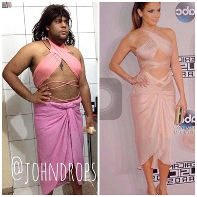 Cô đào Jenifer Lopez lại được hóa trang khi bước chân đến thảm đỏ của lễ trao giải American Music Awards.