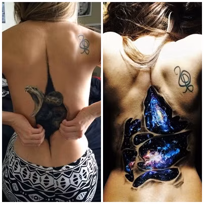 Nói vẽ tranh 3D nghệ thuật là một kỹ thuật đỉnh cao của hội họa hiện đại quả là không ngoa khi bạn nhìn vào những bức tranh dưới đây, ngay trên lưng người mẫu của họa sỹ người Mỹ, Natasha Farnsworth.