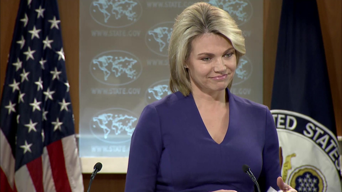 Người phát ngôn Bộ Ngoại giao Mỹ Heather Nauert – vừa được đề cử làm Quyền Thứ trưởng Ngoại giao – nói Mỹ không cần bằng chứng vụ cha con điệp viên Nga bị đầu độc. Ảnh: RT