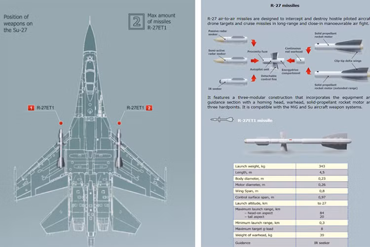 Mặc dù R-27 thường được biết tới là trang bị đầu tự dẫn radar bán chủ động, thế nhưng trong quá trình phát triển, Tổng Công ty Tên lửa Chiến dịch - Chiến thuật (KTRV) đã nghiên cứu thành công phiên bản sử dụng hệ dẫn đường hồng ngoại (bám theo dấu nhiệt phát ra từ máy bay đối phương) mà vẫn giữ được tầm bắn cực xa của R-27. Bởi đa số các loại tên lửa tầm nhiệt nổi tiếng hiện nay được xếp vào loại "không đối không tầm ngắn". Nguồn ảnh: Artem