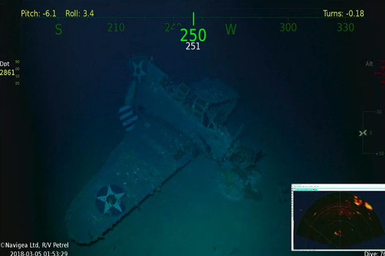 Hầu hết số chiến đấu cơ có mặt trên USS Lexington khi nó gặp nạn đều nằm rải rác xung quanh nơi con tàu này chìm. Được biết, USS Lexington có thể mang theo tối đa tới 78 máy bay chiến đấu các loại chủ yếu là F4F Wildcat và TBD-1. Nguồn ảnh: Stars and Stripes.