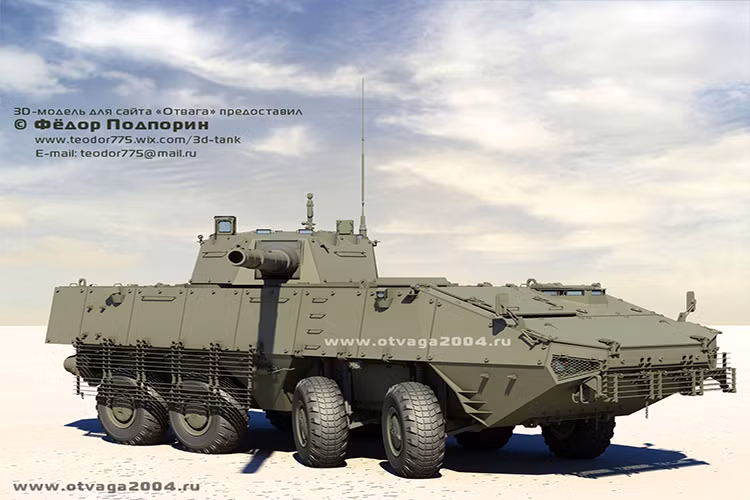Về tổng thể, một mẫu xe tăng hạng nhẹ với cỡ nòng 125mm sẽ là sự bổ sung hợp lý cho đội hình tác chiến của các đơn vị bộ binh cơ giới Nga hiện tại vốn khá thiếu các dòng xe bọc thép trang bị pháo trên 100mm, đủ sức đối đầu với xe tăng chủ lực đối phương. Nguồn ảnh: otvaga2004.ru.