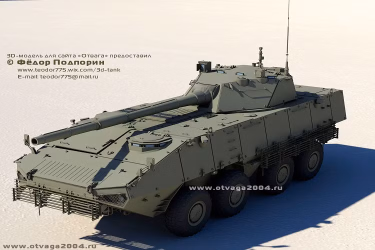 Dù có khả năng bảo vệ kém hơn so với các xe tăng chiến đấu chủ lực, tuy nhiên xe tăng bánh lốp lại có lợi thế vượt trội hơn hẳn so với các loại xe tăng thông thường ở tốc độ, khả năng xoay sở và độ bền. Bản thân xe tăng hạng nhẹ bánh lốp có thể tham gia nhiều loại nhiệm vụ tác chiến khác nhau trên chiến trường hiện đại. Nguồn ảnh: otvaga2004.ru.