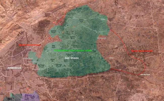 Ngày 03.03.2018, quân đội Syria giải phóng các khu dân cư Uataya, An-Nashabiyah và Hazrama. Ảnh: Al-Masdar News.