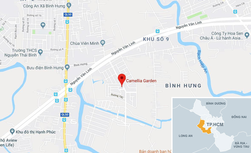 Vị trí khu biệt thự của Nhật Kim Anh. Ảnh: Google Maps.