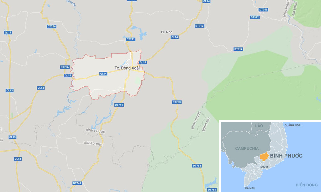 TP Đồng Xoài, tỉnh Bình Phước. Ảnh: Google Maps.