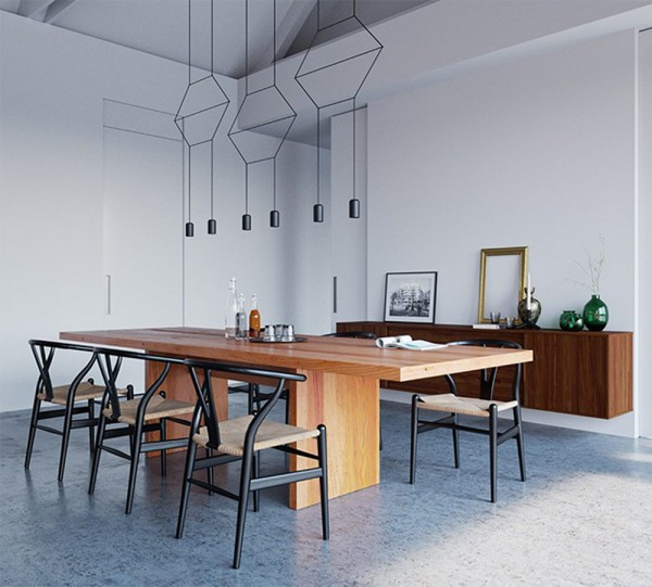 Bàn ăn bằng gỗ trông bắt mắt trong căn nhà ống.