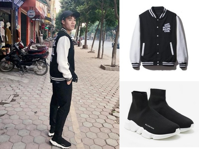 Bộ sưu tập của Văn Toàn còn có một đôi sneakers đến từ thương hiệu Balenciaga, giá gần 18 triệu đồng và được rất nhiều sao Việt yêu thích. Chưa hết, trong ảnh Văn Toàn còn diện kèm áo khoác Anti Social Club có giá hơn 3 triệu đồng.
