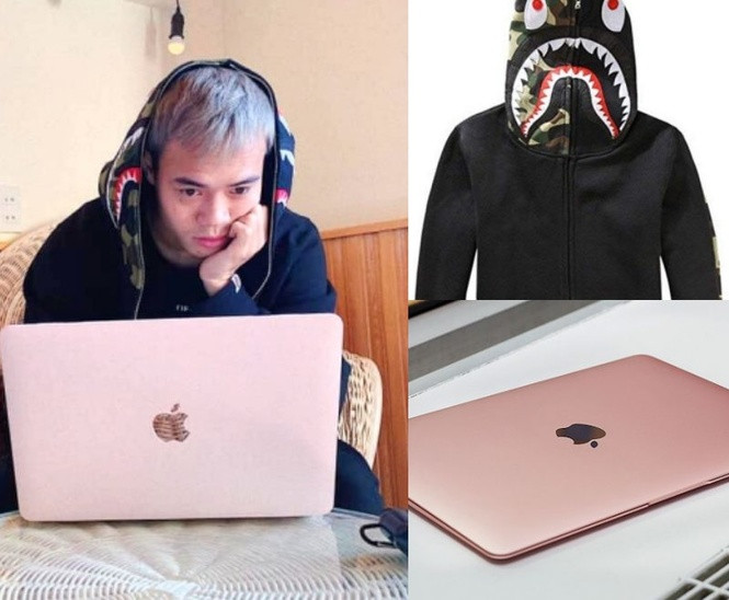 Chiếc máy tính mà anh chàng này sử dụng là loại Macbook có giá lên tới hơn 30 triệu. Cộng với áo khoác Bape có giá hàng chục triệu đồng.