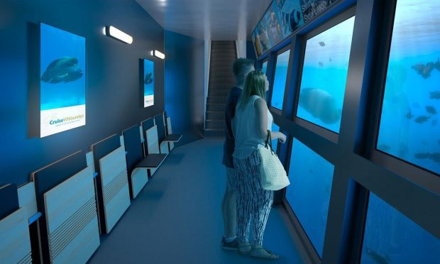 Khách sạn Reefsuites có một đài quan sát trung tâm dưới biển dành cho khách thuê phòng và khách tham quan có thể chiêm ngưỡng các loài sinh vật quý hiếm đang được bảo tồn. Tuy nhiên, phòng quan sát này chỉ mở vào ban ngày. Ảnh: The Sun.