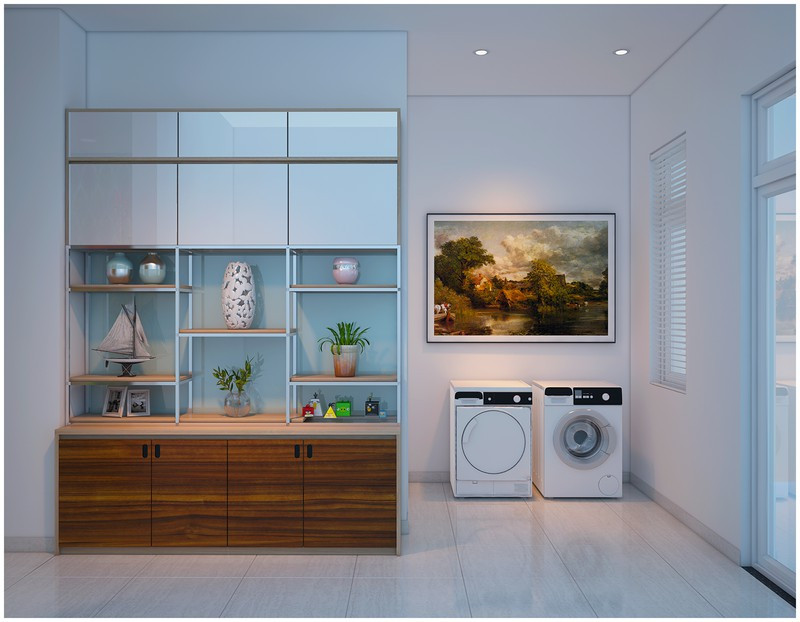 Biệt thự mini còn có một phòng giặt đặt ở tầng 3, thuận tiện cho sinh hoạt hàng ngày.